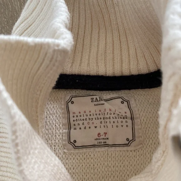Zara knitted cream sweater, size 6-7 - Picture 3 of 6